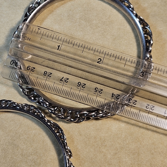 Stainless Steel Bangle Bracelets with rope chain detailing 2 - Picture 5 of 7